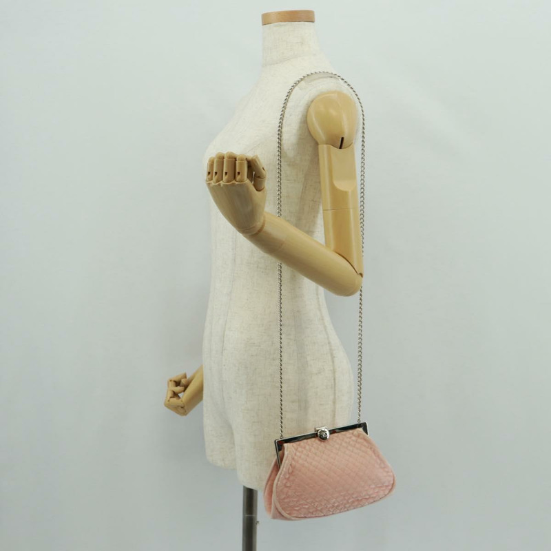 【日本直送】香奈兒 (CHANEL) 絎縫鏈條肩背包 絲絨粉紅色 銀色 CC 標誌 Auth 165897V-20