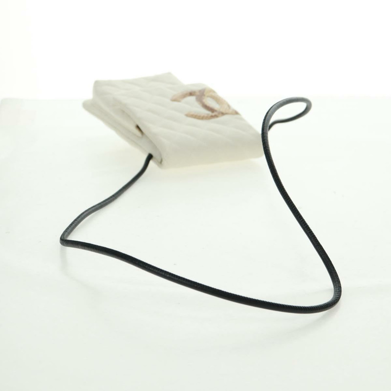 【日本直送】香奈兒 (CHANEL) 絎縫 Cambon 系列單肩包，白色銀色皮革，帶雙C標誌，貨號 165545V-6