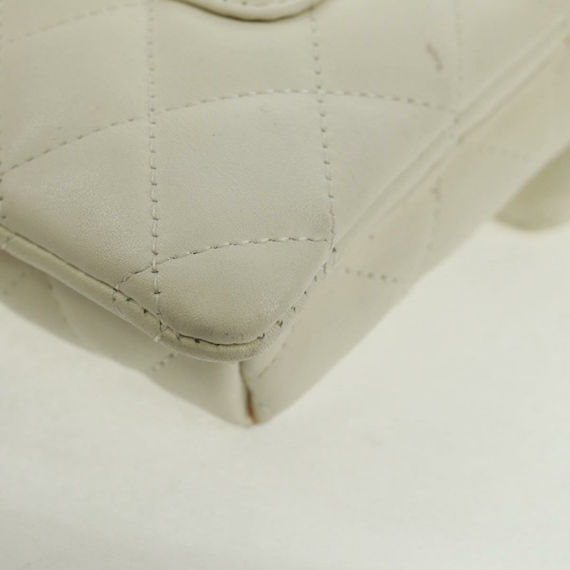 【日本直送】香奈兒 (CHANEL) 絎縫 Cambon 系列單肩包，白色銀色皮革，帶雙C標誌，貨號 165545V-7