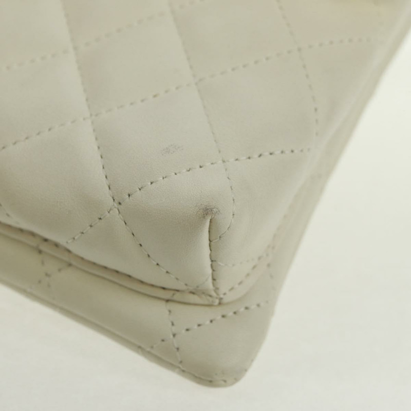 【日本直送】香奈兒 (CHANEL) 絎縫 Cambon 系列單肩包，白色銀色皮革，帶雙C標誌，貨號 165545V-15