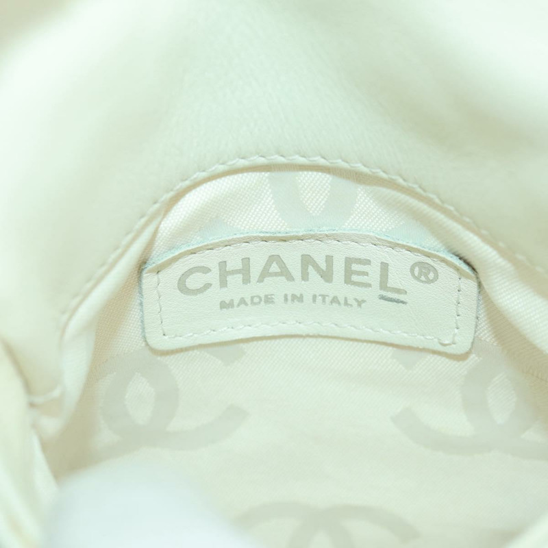 【日本直送】香奈兒 (CHANEL) 絎縫 Cambon 系列單肩包，白色銀色皮革，帶雙C標誌，貨號 165545V-18