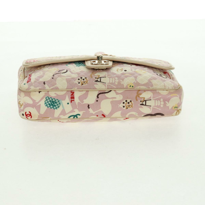 【日本直送】香奈兒 Matelasse 25 單翻蓋鏈條包 帆布 米色 金色 CC 標誌 正品 165652SAV-4