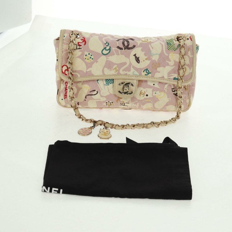 【日本直送】香奈兒 Matelasse 25 單翻蓋鏈條包 帆布 米色 金色 CC 標誌 正品 165652SAV-11