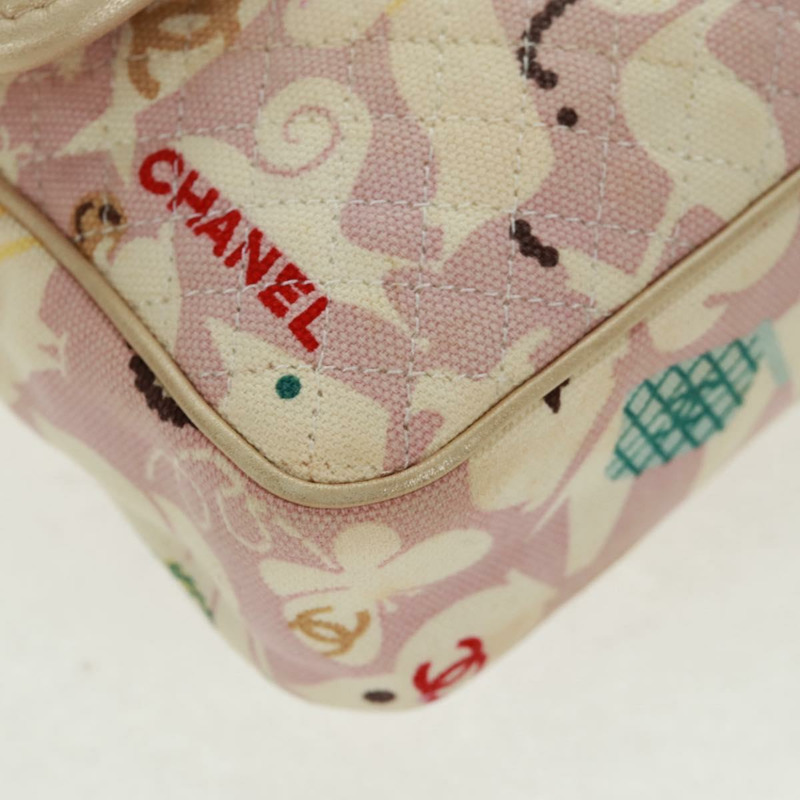 【日本直送】香奈兒 Matelasse 25 單翻蓋鏈條包 帆布 米色 金色 CC 標誌 正品 165652SAV-14