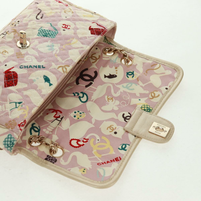 【日本直送】香奈兒 Matelasse 25 單翻蓋鏈條包 帆布 米色 金色 CC 標誌 正品 165652SAV-19