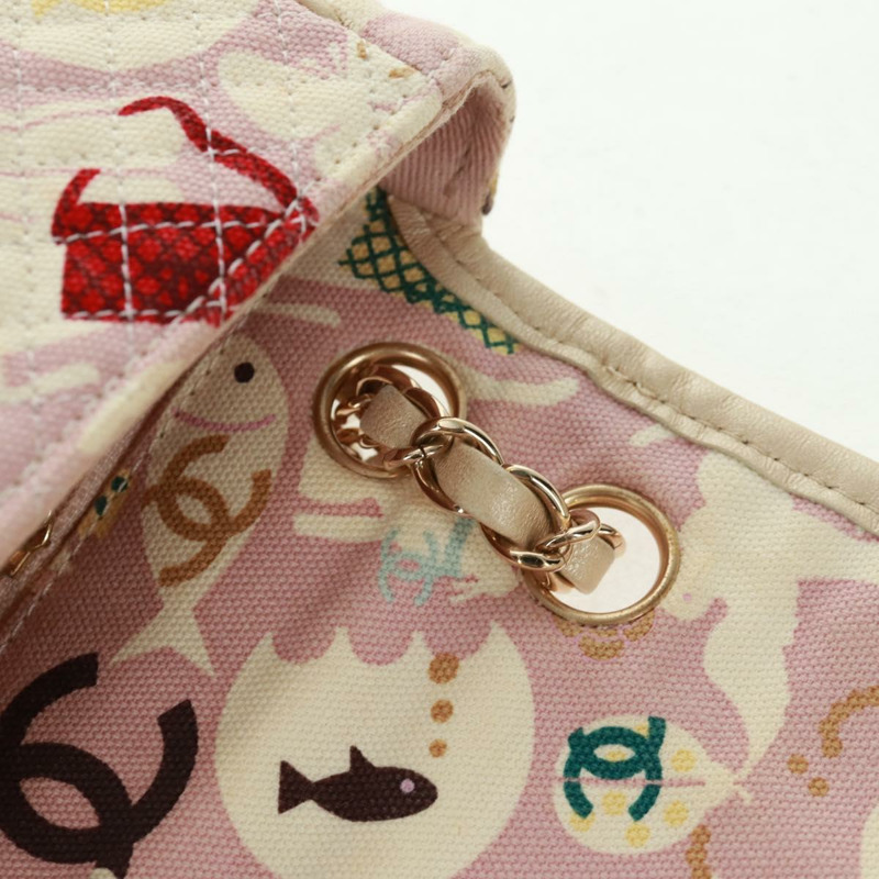 【日本直送】香奈兒 Matelasse 25 單翻蓋鏈條包 帆布 米色 金色 CC 標誌 正品 165652SAV-21