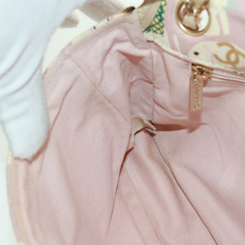 【日本直送】香奈兒 Matelasse 25 單翻蓋鏈條包 帆布 米色 金色 CC 標誌 正品 165652SAV-24