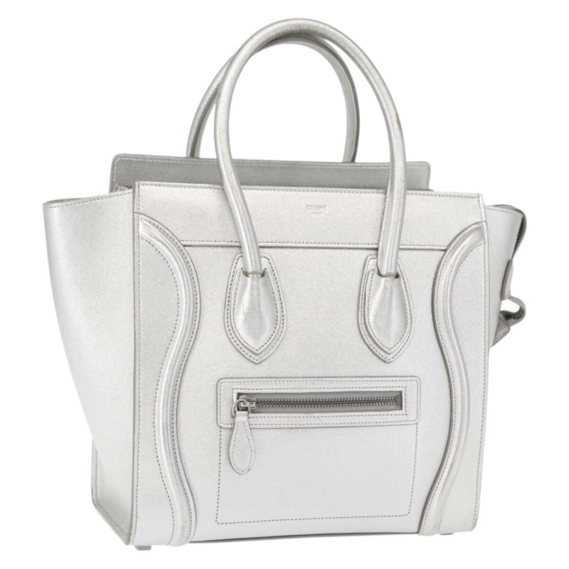 【日本直送】CELINE Luggage Micro Shopper 手提包 皮革 銀色 正品 gh1672-0