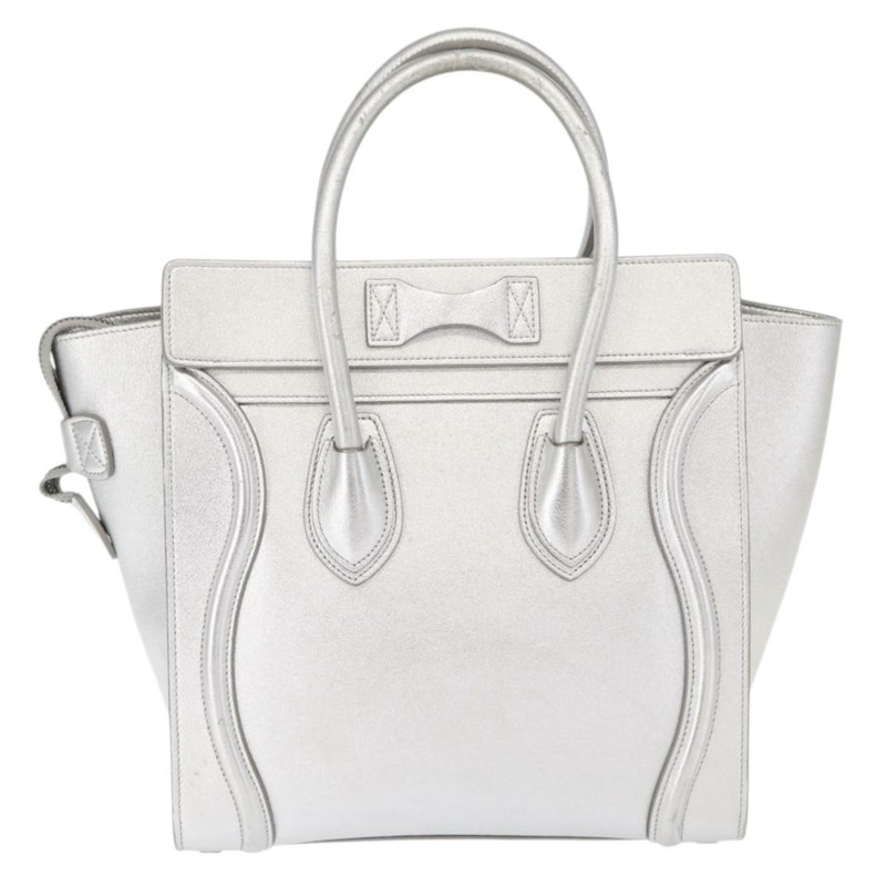 【日本直送】CELINE Luggage Micro Shopper 手提包 皮革 銀色 正品 gh1672-1