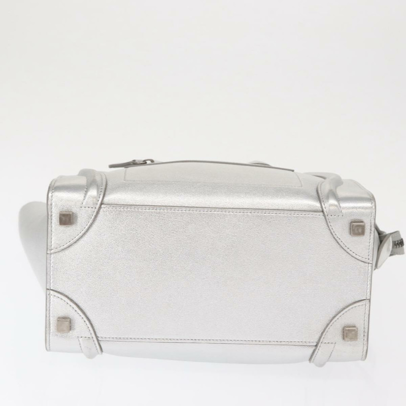 【日本直送】CELINE Luggage Micro Shopper 手提包 皮革 銀色 正品 gh1672-4