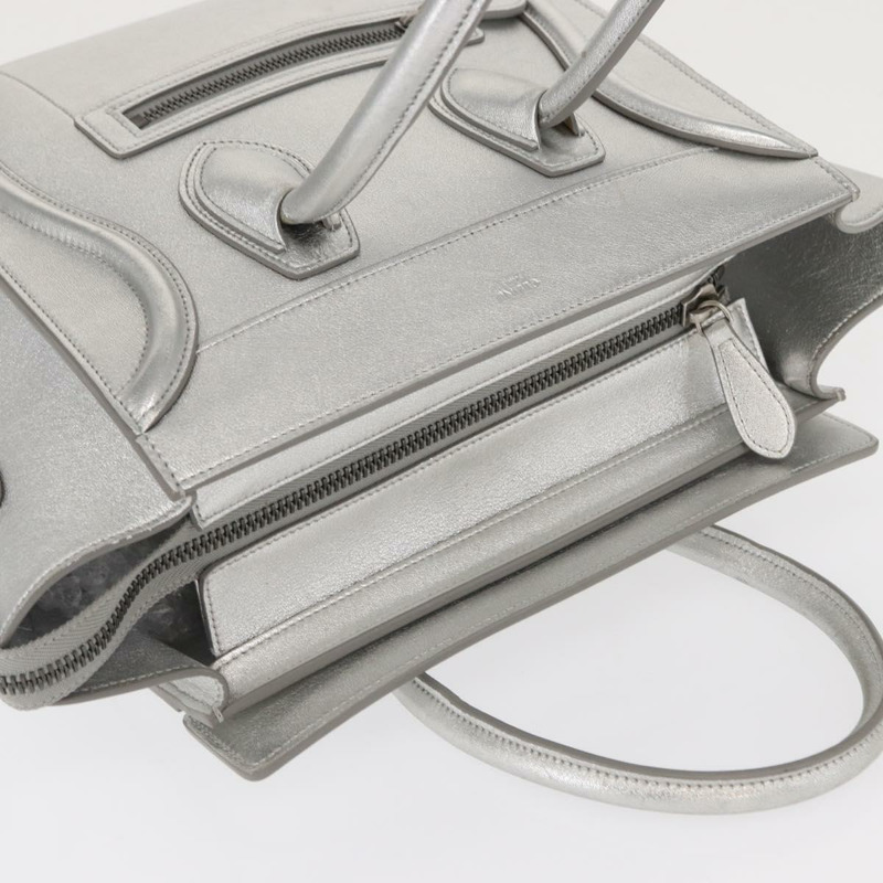 【日本直送】CELINE Luggage Micro Shopper 手提包 皮革 銀色 正品 gh1672-5