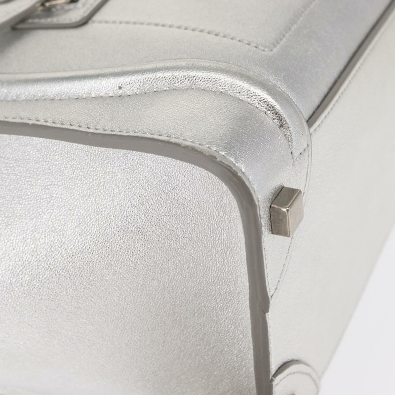 【日本直送】CELINE Luggage Micro Shopper 手提包 皮革 銀色 正品 gh1672-8