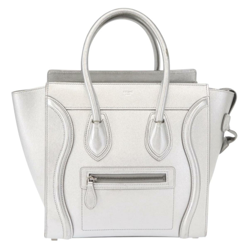 【日本直送】CELINE Luggage Micro Shopper 手提包 皮革 銀色 正品 gh1672-12