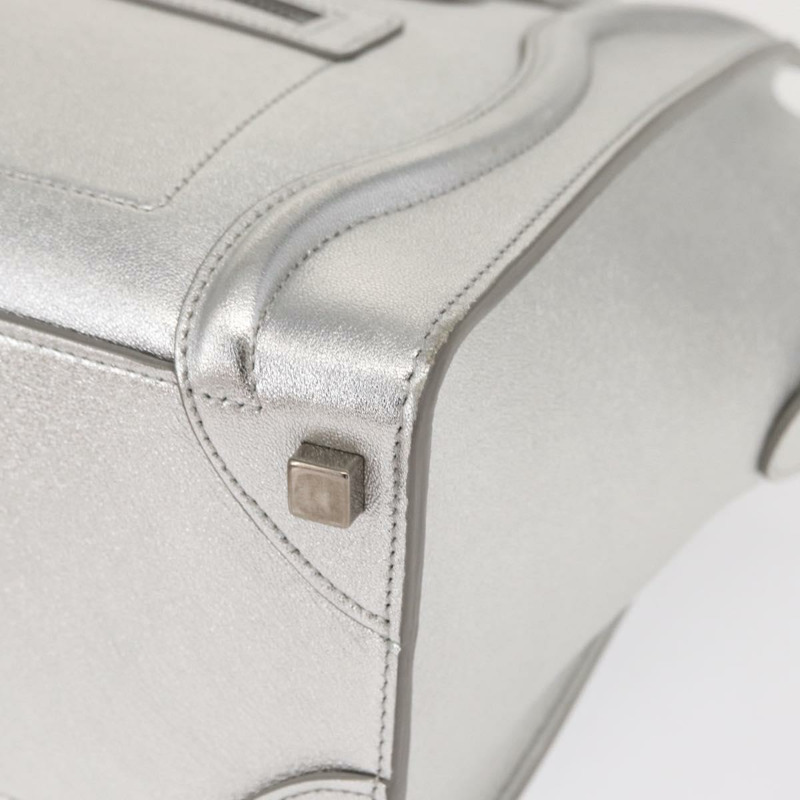 【日本直送】CELINE Luggage Micro Shopper 手提包 皮革 銀色 正品 gh1672-13