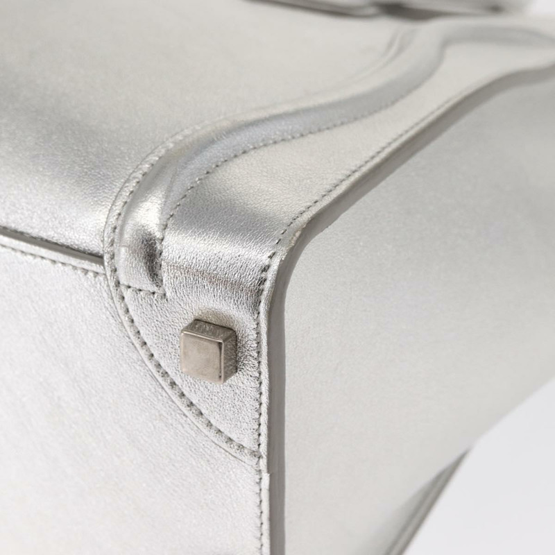 【日本直送】CELINE Luggage Micro Shopper 手提包 皮革 銀色 正品 gh1672-15