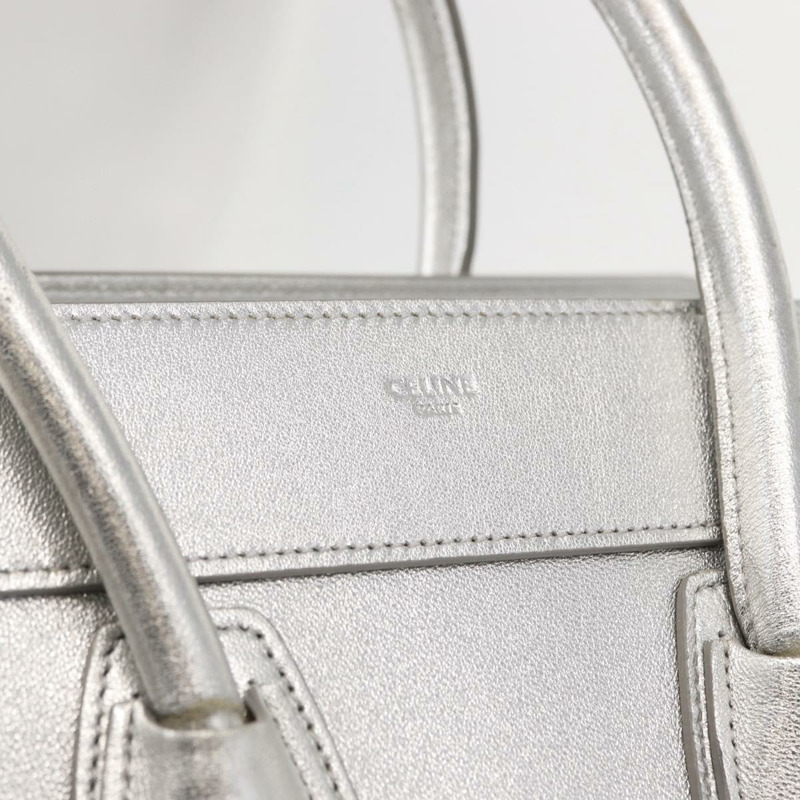 【日本直送】CELINE Luggage Micro Shopper 手提包 皮革 銀色 正品 gh1672-17