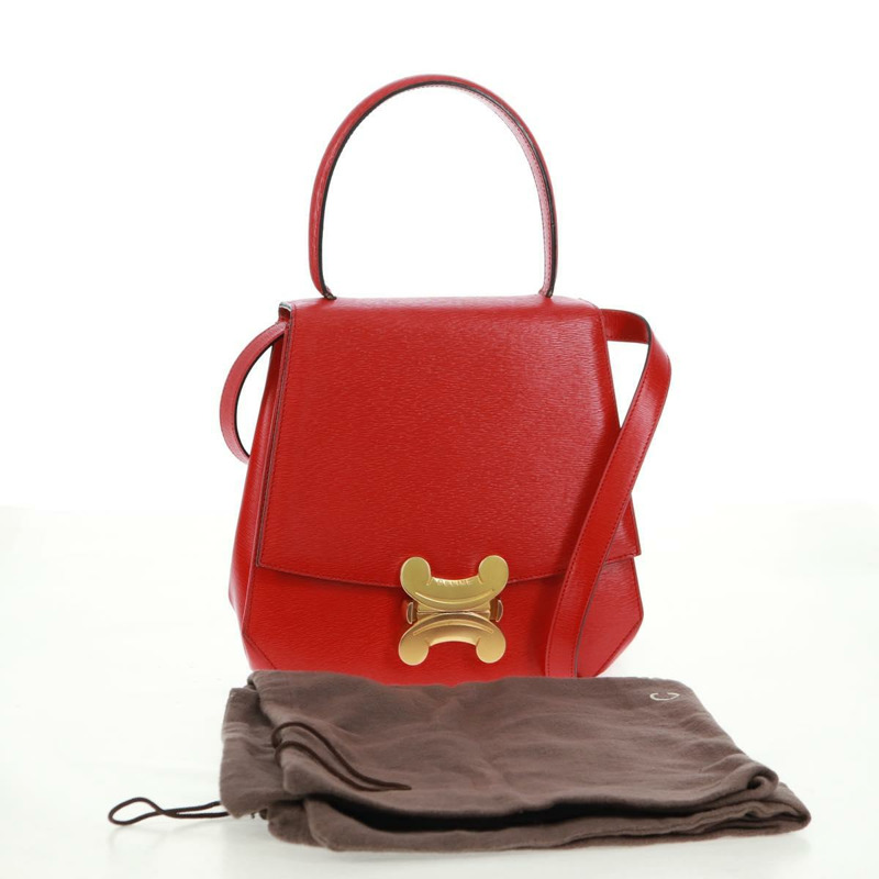 【日本直送】CELINE 手提包 皮革 2way 紅色金色 Auth 168152V-11