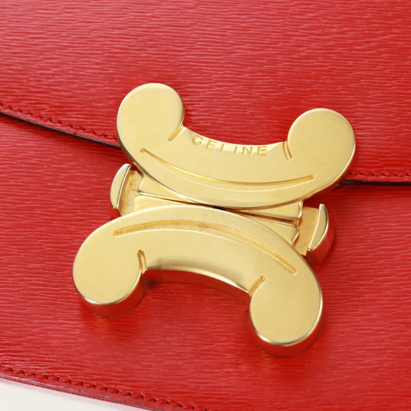 【日本直送】CELINE 手提包 皮革 2way 紅色金色 Auth 168152V-20
