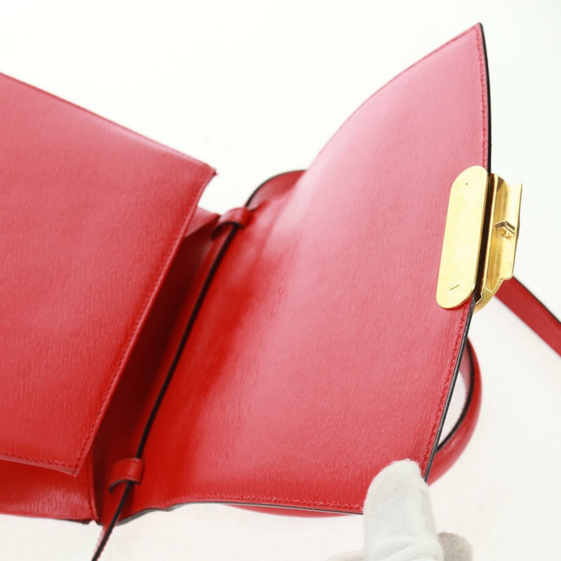 【日本直送】CELINE 手提包 皮革 2way 紅色金色 Auth 168152V-21