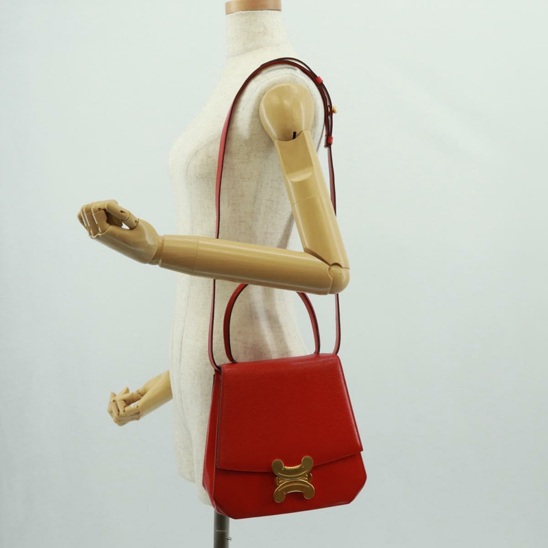 【日本直送】CELINE 手提包 皮革 2way 紅色金色 Auth 168152V-30