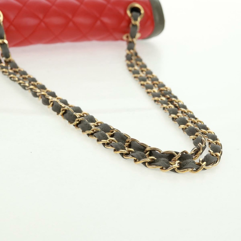 【日本直送】香奈兒 Chain Matelasse 23 單肩包，羊皮材質，紅色，金色雙C標誌，正品編號 168061V-6