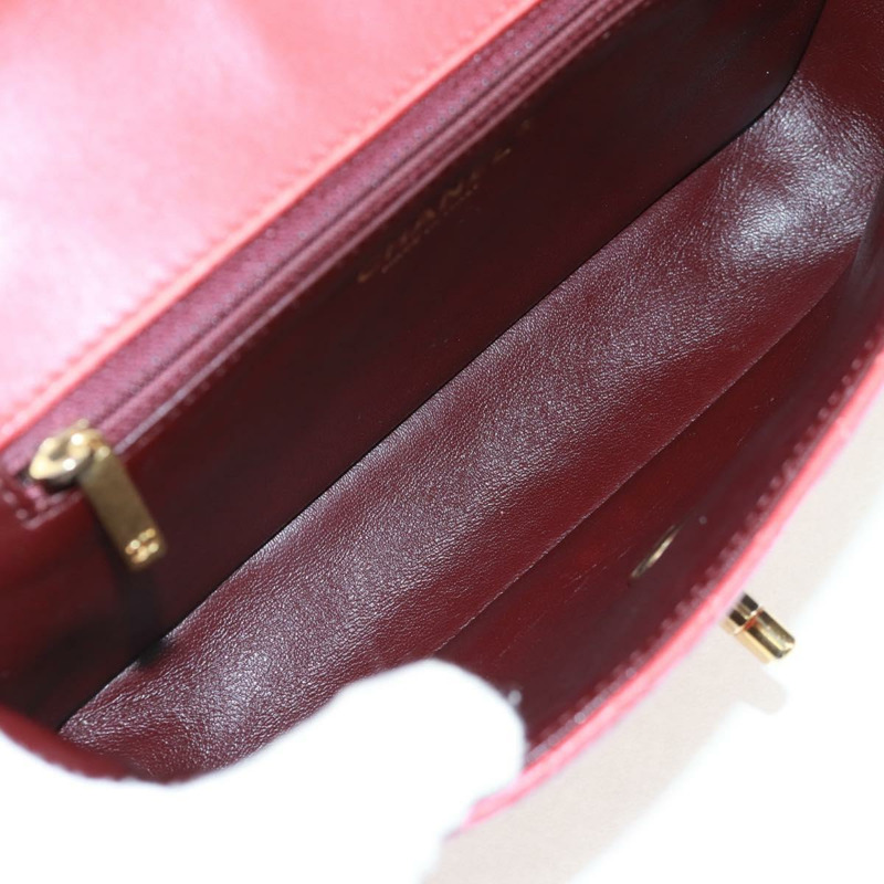 【日本直送】香奈兒 Chain Matelasse 23 單肩包，羊皮材質，紅色，金色雙C標誌，正品編號 168061V-9