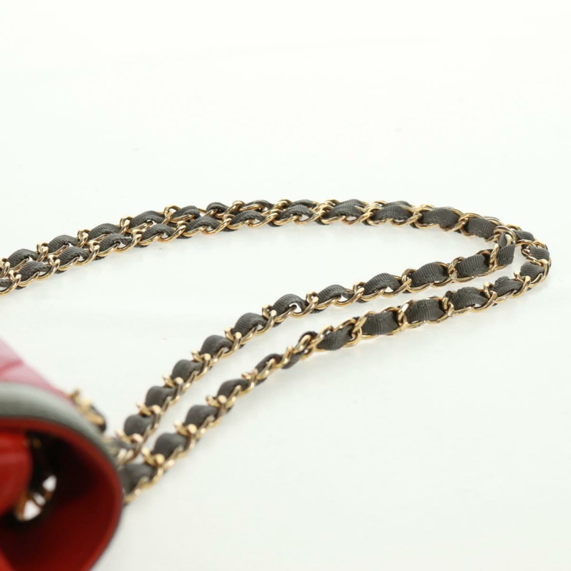 【日本直送】香奈兒 Chain Matelasse 23 單肩包，羊皮材質，紅色，金色雙C標誌，正品編號 168061V-13