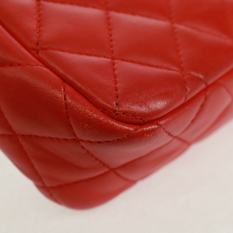 【日本直送】香奈兒 Chain Matelasse 23 單肩包，羊皮材質，紅色，金色雙C標誌，正品編號 168061V-16