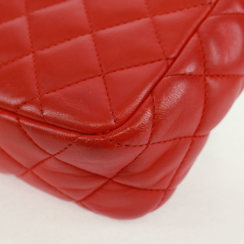 【日本直送】香奈兒 Chain Matelasse 23 單肩包，羊皮材質，紅色，金色雙C標誌，正品編號 168061V-17