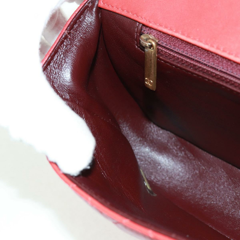 【日本直送】香奈兒 Chain Matelasse 23 單肩包，羊皮材質，紅色，金色雙C標誌，正品編號 168061V-22