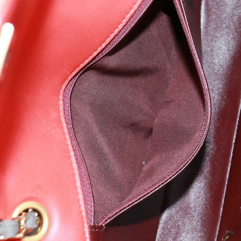 【日本直送】香奈兒 Chain Matelasse 23 單肩包，羊皮材質，紅色，金色雙C標誌，正品編號 168061V-24