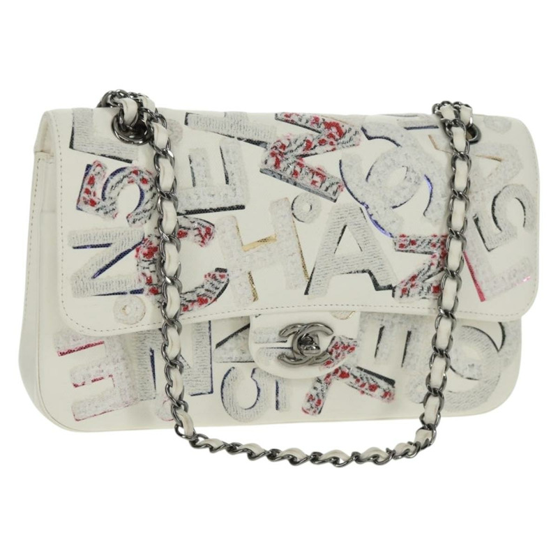 【日本直送】香奈兒鏈條單背包，皮革材質，白色，銀色雙C標誌，正品編號169199SM-0