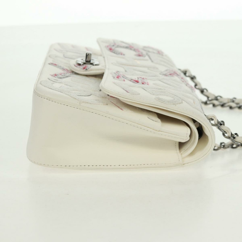 【日本直送】香奈兒鏈條單背包，皮革材質，白色，銀色雙C標誌，正品編號169199SM-3