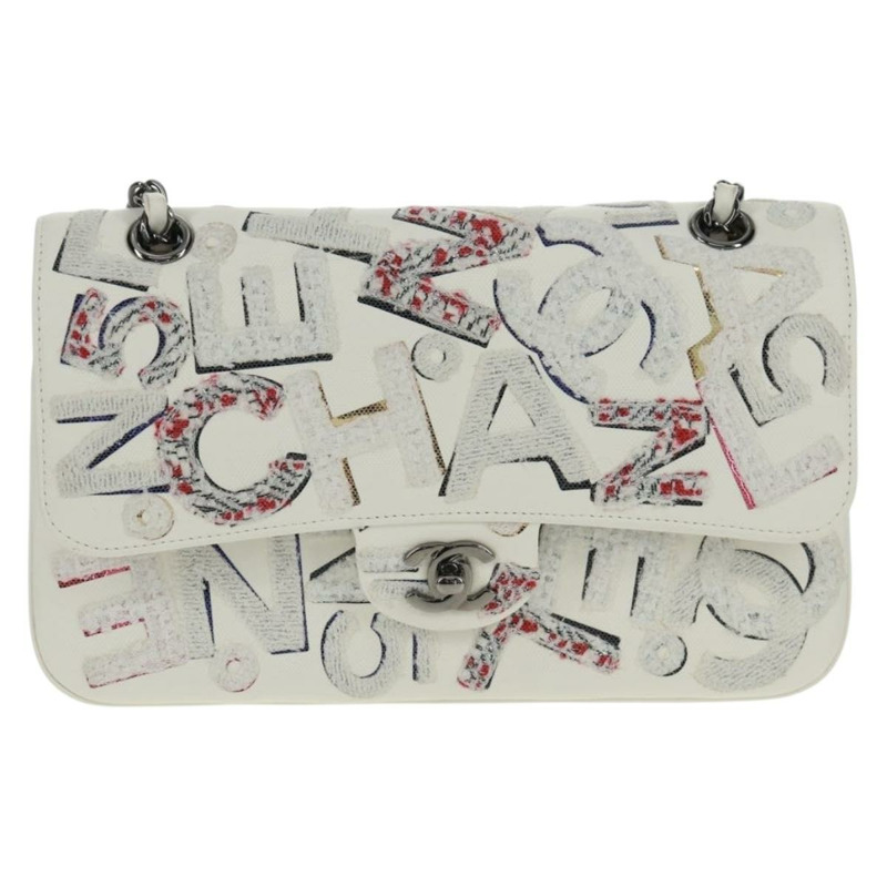 【日本直送】香奈兒鏈條單背包，皮革材質，白色，銀色雙C標誌，正品編號169199SM-12