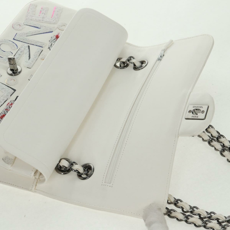 【日本直送】香奈兒鏈條單背包，皮革材質，白色，銀色雙C標誌，正品編號169199SM-21
