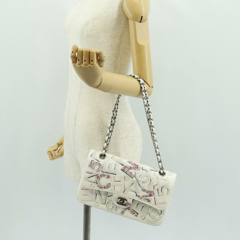 【日本直送】香奈兒鏈條單背包，皮革材質，白色，銀色雙C標誌，正品編號169199SM-32