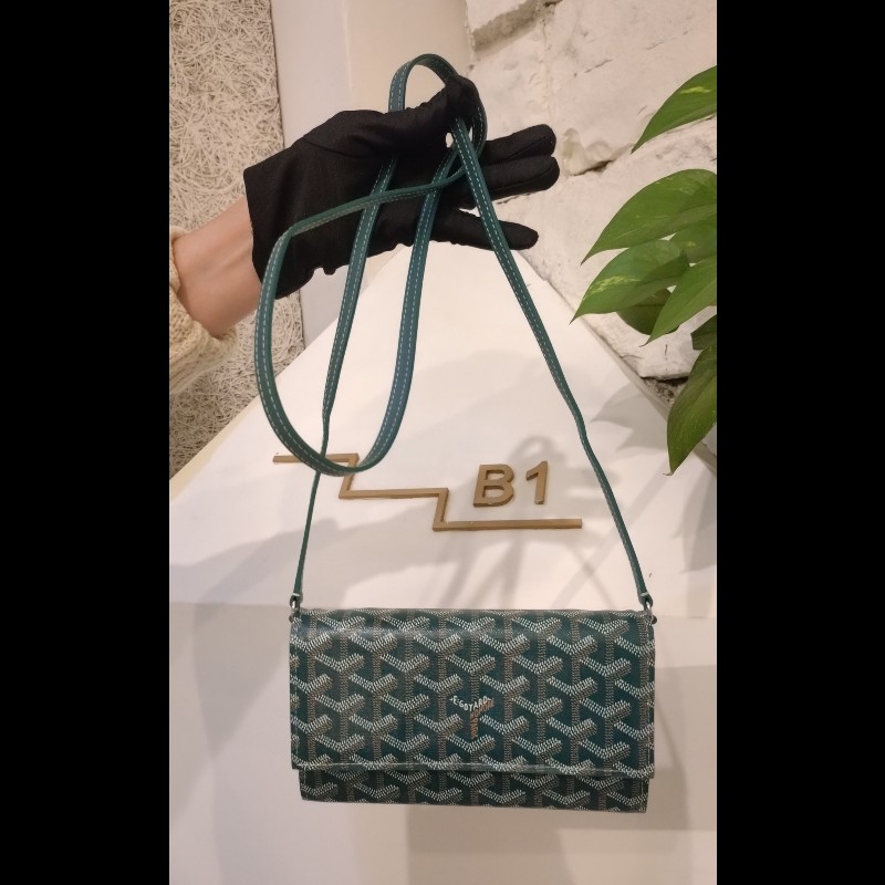 Goyard 綠色印花下蓋小斜背包 verenne continental wallet-3
