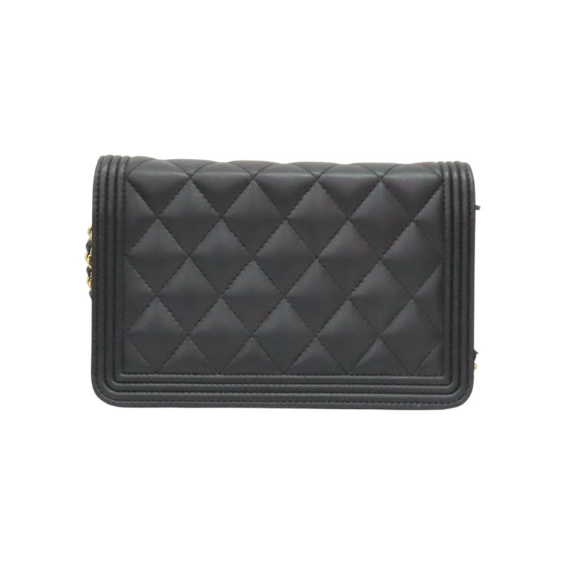 黑色羊皮 Boy 鍊帶 肩背包 A80287 無卡【CHANEL 香奈兒】 A80287-1
