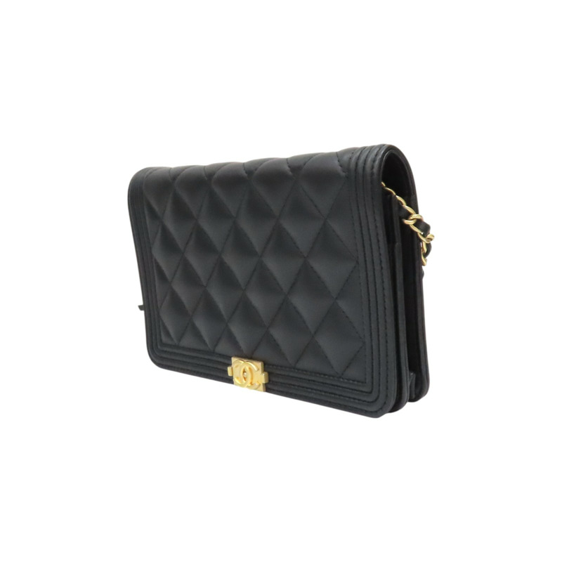 黑色羊皮 Boy 鍊帶 肩背包 A80287 無卡【CHANEL 香奈兒】 A80287-2