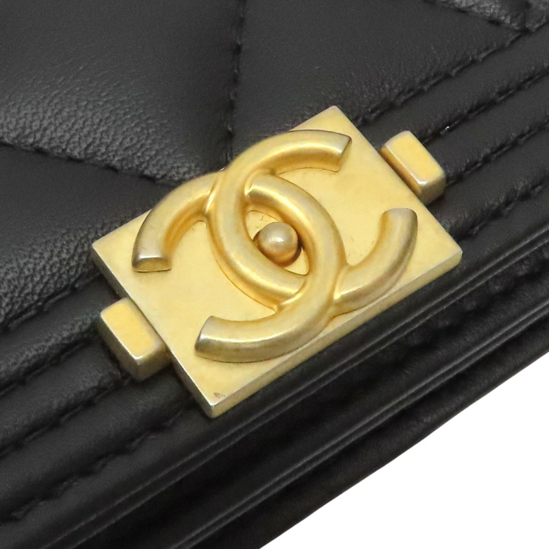 黑色羊皮 Boy 鍊帶 肩背包 A80287 無卡【CHANEL 香奈兒】 A80287-17
