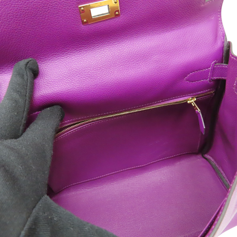 海葵紫 EverColor 牛皮 Kelly 28 凱莉包 兩用包 Y刻 金扣【HERMES 愛馬仕】 H070443CC-4
