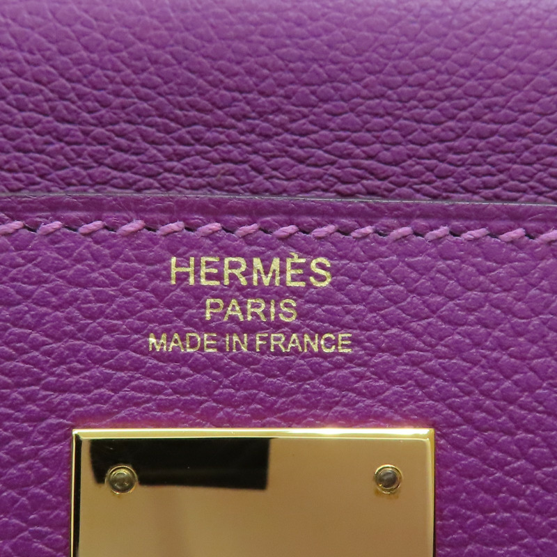 海葵紫 EverColor 牛皮 Kelly 28 凱莉包 兩用包 Y刻 金扣【HERMES 愛馬仕】 H070443CC-7