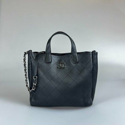 CHANEL 大菱格兩用托特包黑 AS0240/27開