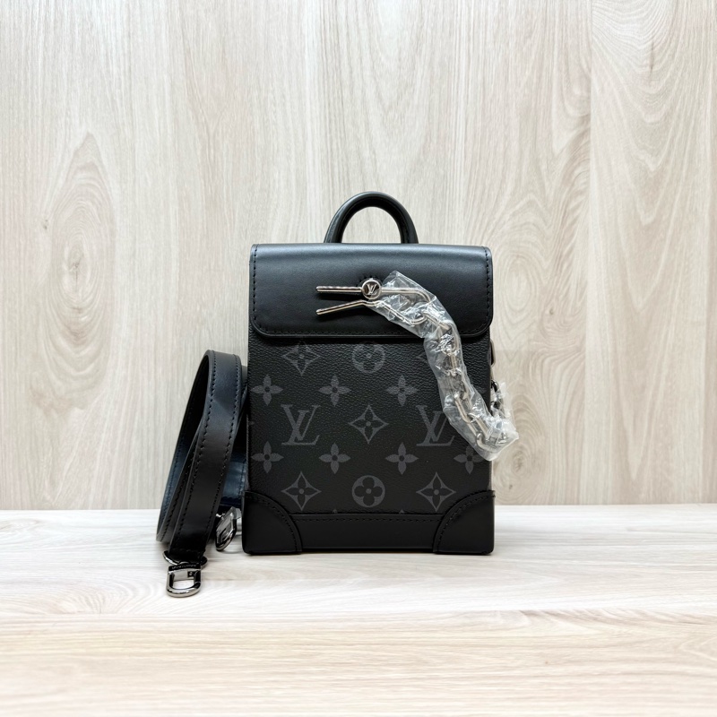 LV黑色原花Nano Steamer手提斜背包M82774-1