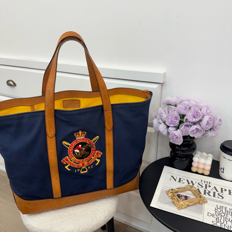 Ralph Lauren polo 學院風托特包 Vintage  中古 二手 手提 大容量-1