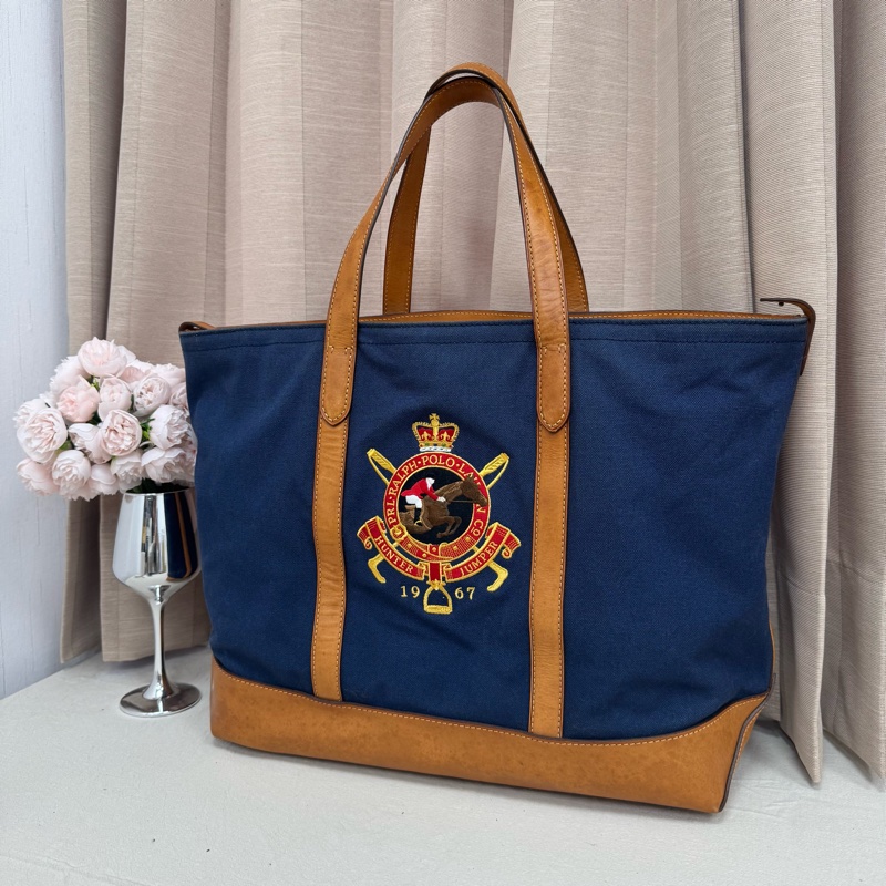 Ralph Lauren polo 學院風托特包 Vintage  中古 二手 手提 大容量-2