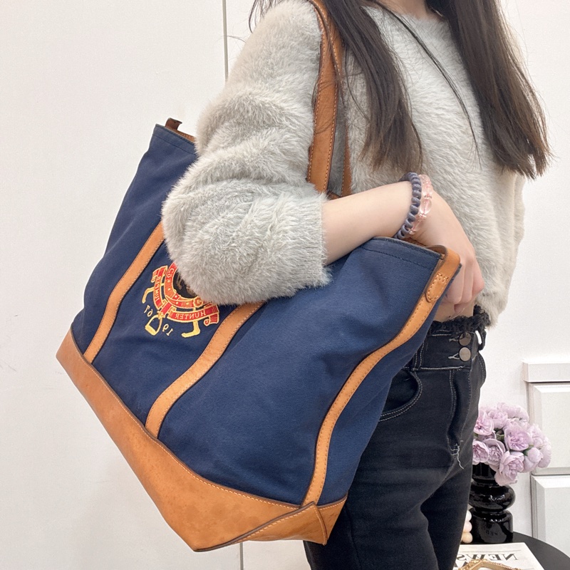 Ralph Lauren polo 學院風托特包 Vintage  中古 二手 手提 大容量-5