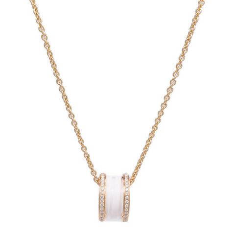 BVLGARI 18K玫瑰金/陶瓷B.Zero1 Necklace鑽石項鍊