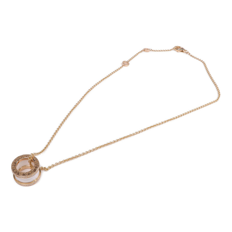 BVLGARI 18K玫瑰金/陶瓷B.Zero1 Necklace鑽石項鍊-3