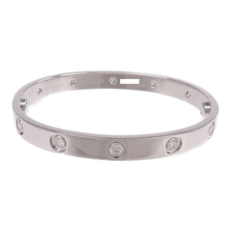 CARTIER 18K白金Love Bracelet鑽石手鐲Cartier#16-0